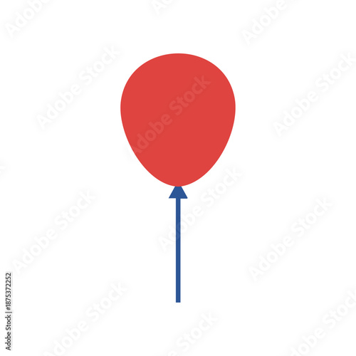 Minimal single balloon icon in solid red, clean flat vector for party and celebration use, isolated on white, simple and trace-ready.
