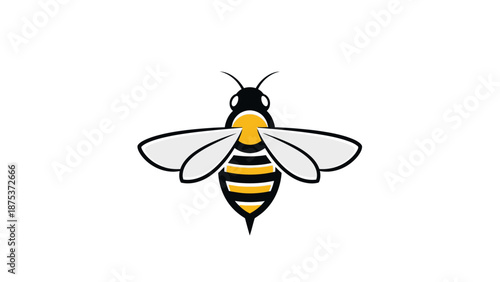 Detailed illustration of a bee with black and yellow stripes.
