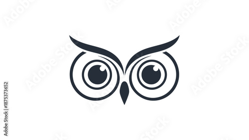 Stylized Owl Face with Large Eyes and Feathery Brows.