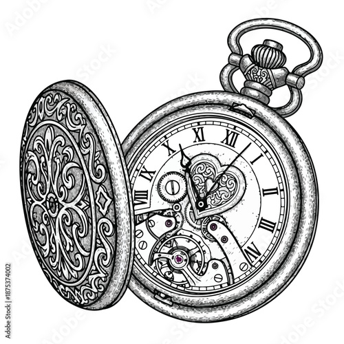 Vintage Pocket Watch With Ornamental Case.