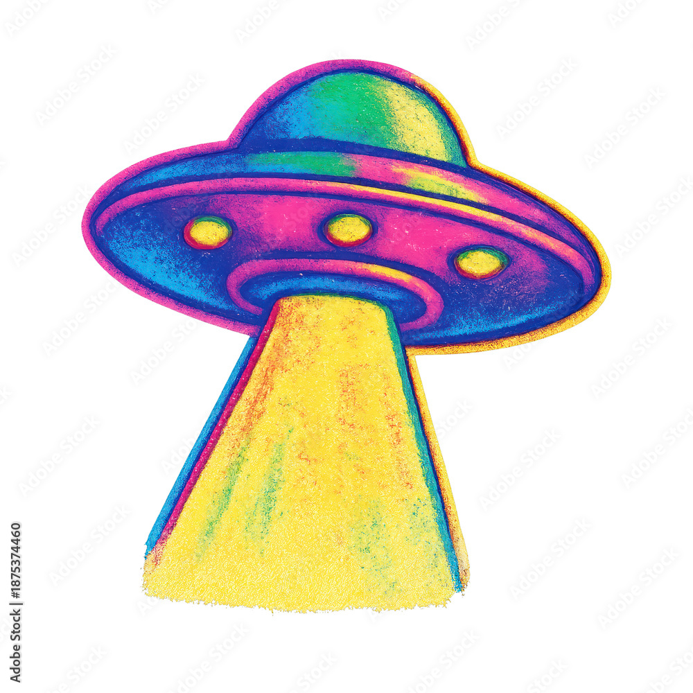 Naklejka premium PNG Colorful retro UFO illustration