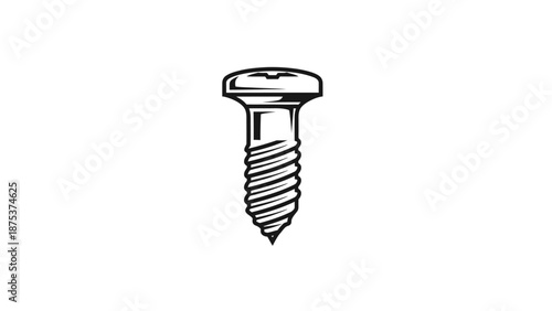 Detailed illustration of a single screw on a white background.
