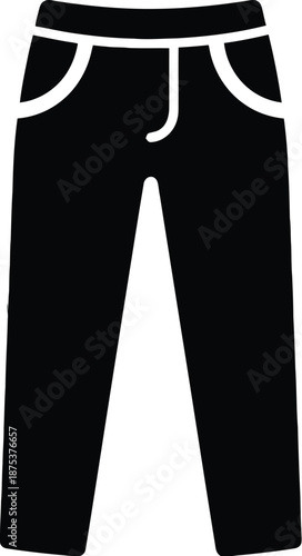 Black trousers with white trim and drawstring