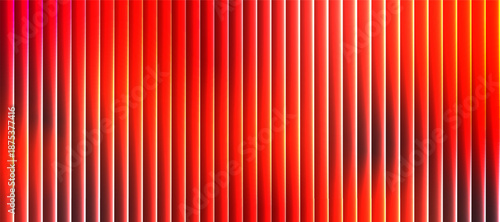 Neon Gradient Vertical Fiery Red Glass Stripes on Black Background, Sharp Ribbed Cinematic Glow Futuristic Texture with Red Gradient Neon Stripes