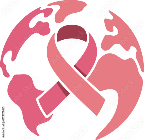 World Cancer Day icon symbol illustration, Breast Cancer Awareness World Ribbon Vector