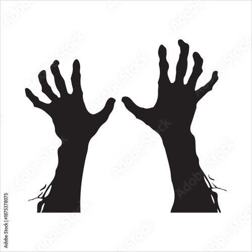 Spooky Monster Claw silhouettes, set of various frightening zombie hands with sharp nails, creepy creature arms and talons, vector illustration content.