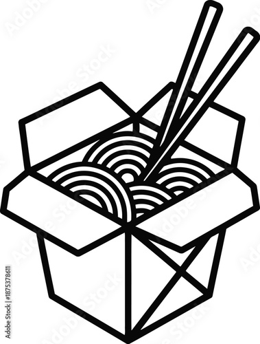 Noodle box with chopsticks