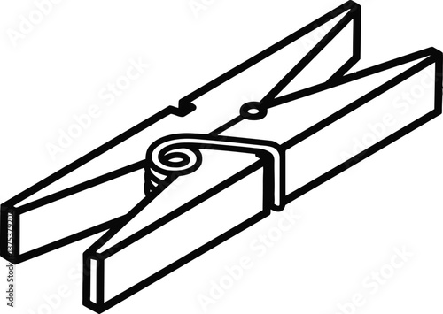 Simple line drawing of a clothespin