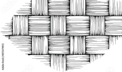 Abstract woven textile pattern with hatching effect in monochrome grayscale