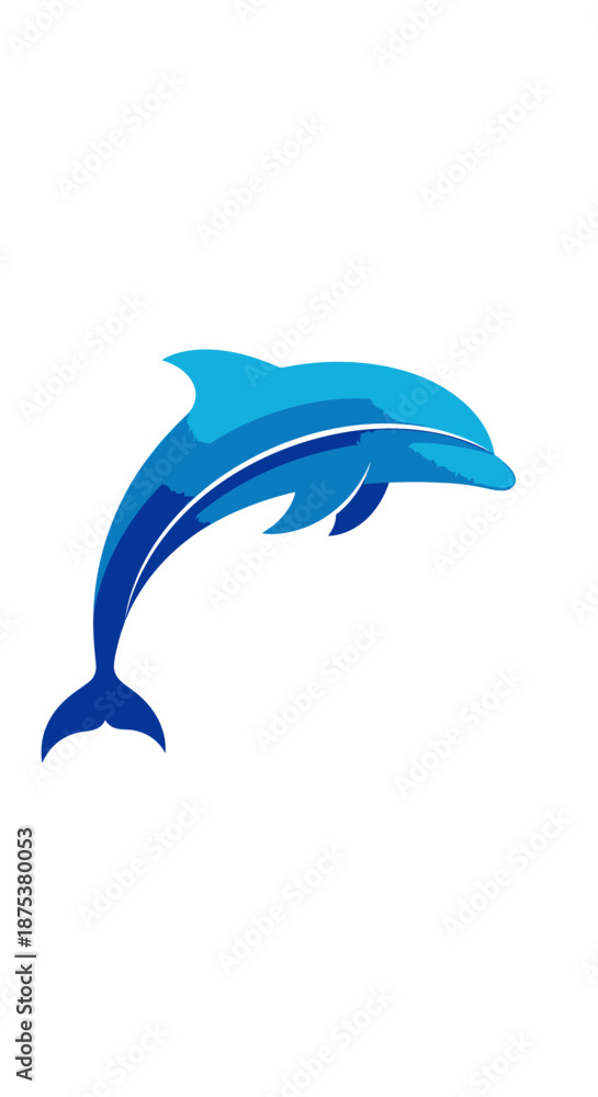 Fototapeta premium Isolated blue dolphin illustration on white background.