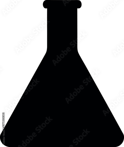 Erlenmeyer Flask Icon Silhouette for Scientific Laboratory Illustration