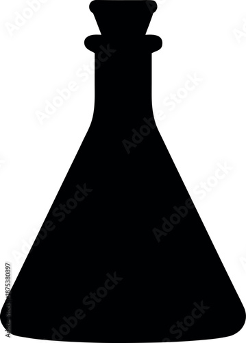 Erlenmeyer Flask Icon Silhouette for Chemistry Lab Illustration