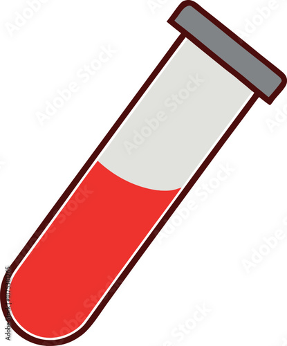 Blood Test Tube Icon with Stopper for Laboratory Illustration