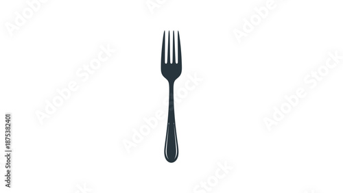 Elegant Black Metal Fork Isolated on White Background.