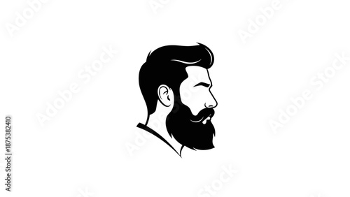 Stylized side profile of a man with a beard and hair.