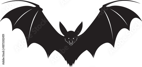 Print Black bat silhouette flying illustration for halloween design