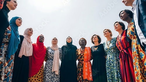 Low Angle View of Diverse Femininity and Collective Strength