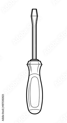Isolated flathead screwdriver tool illustration for construction and repair.
