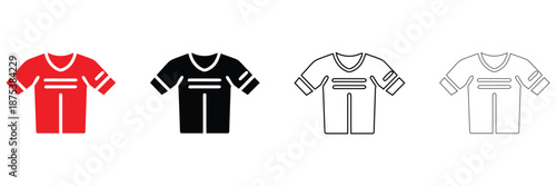 athletic t shirt icon vector set, sports t shirt symbol vector, silhouette and line art