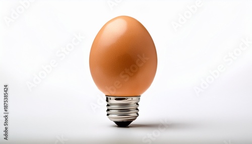 conceptual image of an egg bulb isolated on white background representing the idea of innovation creativity and the birth of new ideas and solutions