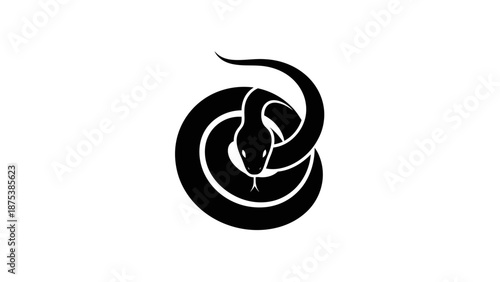 Stylized snake illustration coiled and ready to strike, isolated.