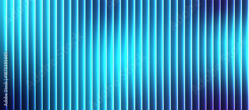 Neon Gradient Vertical Electric Blue Glass Stripes on Black Background, Sharp Ribbed Cinematic Glow Futuristic Texture with Blue Cyan Gradient Neon Stripes