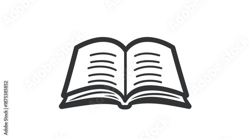 Simple Line Drawing of Open Book.