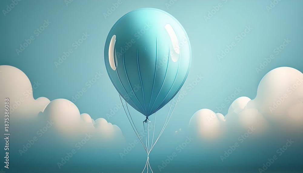 Obraz premium pastel blue balloon with string soft highlights floating
