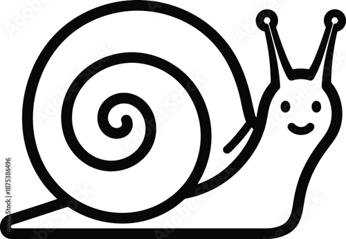 Happy snail cartoon character with spiral shell