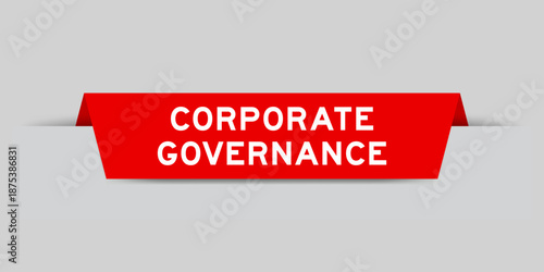 Red color inserted label with word corporate governance on gray background