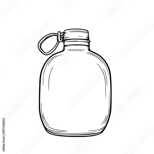 Vintage Canteen: Timeless Adventure Steel Flask | Clean, isolated vector art for creative projects.