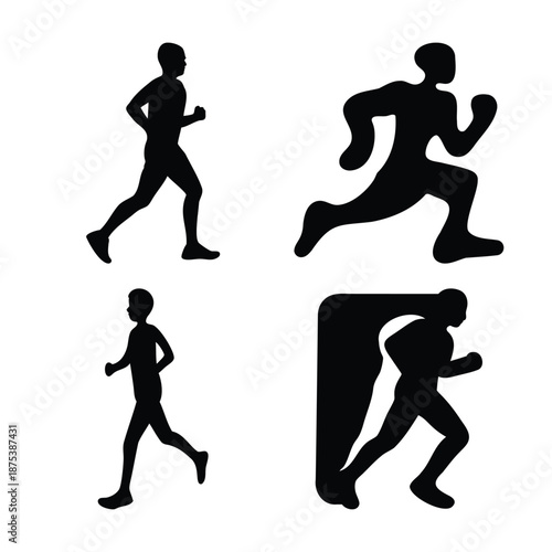 Dynamic collection of running and jogging silhouettes for fitness and sport design