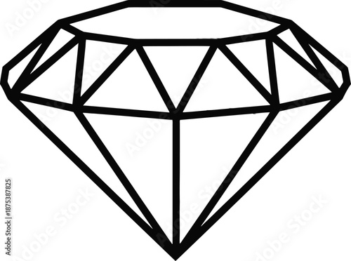 Simple black outline of a diamond on white background