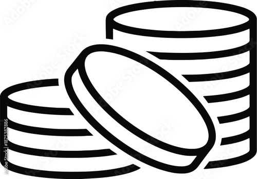 Stack of coins with one coin leaning against it