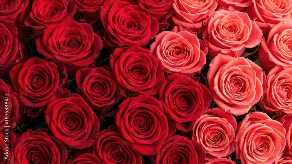 Fototapeta premium red and pink roses background banner for Valentine's Day