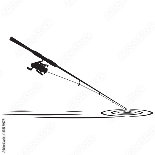 Fishing rod casting into water with ripples