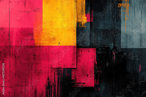 Vibrant Maximalist Abstract Background with Neon Colors and Layered Textures