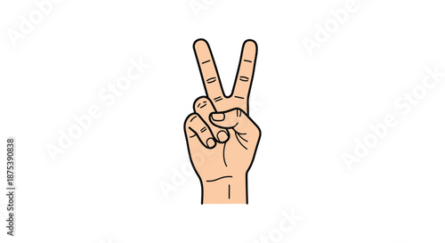 A simple, clean illustration of a hand forming the universally recognized peace or victory sign, symbolizing success and harmony.
