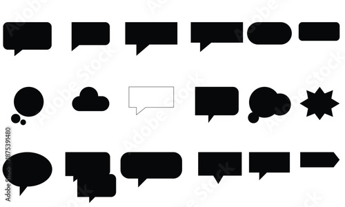Chat message symbols collection – Flat silhouette talk balloons for app interface