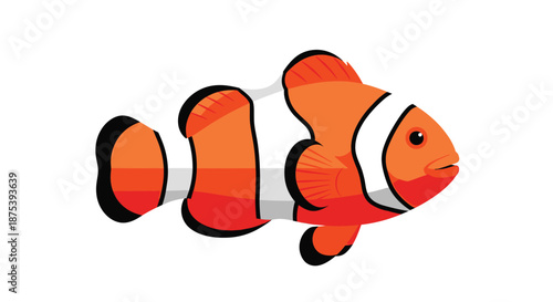A brightly colored, friendly-looking clownfish, digitally rendered with characteristic orange and white markings, suitable for children's themes.