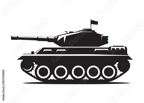military tank logo silhouette vector, battle tank silhouette vector illustration, army tank silhouette logo vector, powerful military vehicle logo silhouette vector on white background.