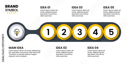 Infographic template. Idea with 5 steps and numbers