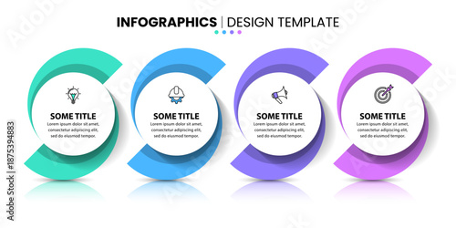 Infographic template. 4 abstract circles with icons