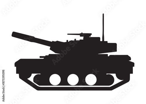 military tank logo silhouette vector, battle tank silhouette vector illustration, army tank silhouette logo vector, powerful military vehicle logo silhouette vector on white background.