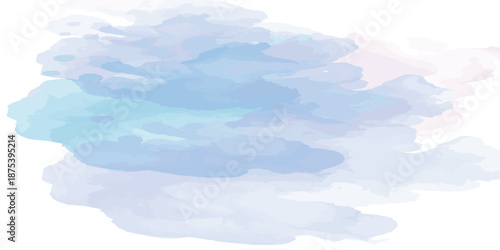 Soft Pastel Blue Watercolor Clouds Abstract Seamless Pattern Dreamy Sky Serene Calming Background, Vector Illustration.