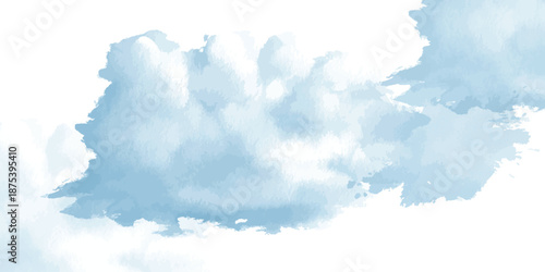 Soft Blue Watercolor Sky Clouds Abstract Seamless Pattern Gentle Dreamy Background Calming Texture, Vector Illustration.