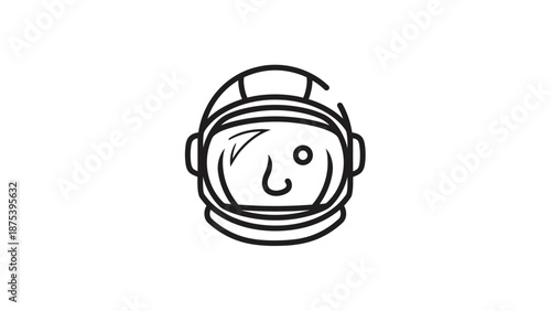 Line art illustration of an astronaut helmet on white background.