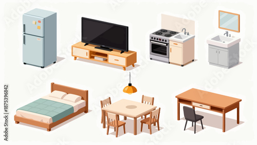 Furniture and appliances in a home