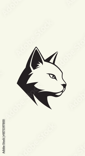 Stylized Cat Head Profile with Sharp Features and Intense Gaze.