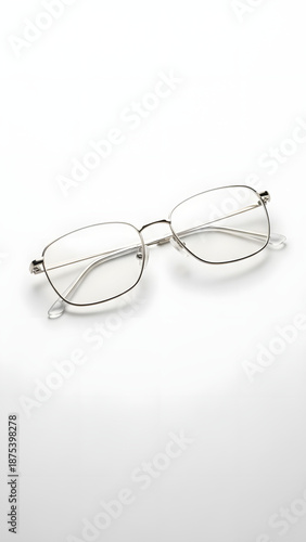 Stylish Rectangular Eyeglasses Frame Isolated on White Background Product Photography